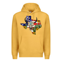 Mustard bull skull texas map american playng Premium Hoodie - BarkalooDesign