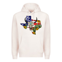 Pale Pink bull skull texas map american playng Premium Hoodie - BarkalooDesign