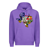Purple bull skull texas map american playng Premium Hoodie - BarkalooDesign