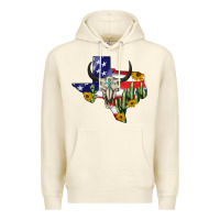 Sandshell bull skull texas map american playng Premium Hoodie - BarkalooDesign
