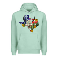 Seafoam bull skull texas map american playng Premium Hoodie - BarkalooDesign
