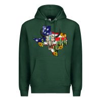 Sports Green bull skull texas map american playng Premium Hoodie - BarkalooDesign