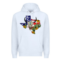 White bull skull texas map american playng Premium Hoodie - BarkalooDesign