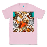 Bubblegum Pink camping coffee cups marshmallow and moka pot with leopard seamless pat Classic Tee - BundleAndBundleShop