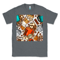 Charcoal Heather camping coffee cups marshmallow and moka pot with leopard seamless pat Classic Tee - BundleAndBundleShop