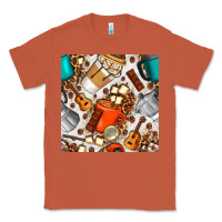 Copper camping coffee cups marshmallow and moka pot with leopard seamless pat Classic Tee - BundleAndBundleShop
