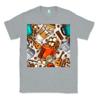 Heather Grey camping coffee cups marshmallow and moka pot with leopard seamless pat Classic Tee - BundleAndBundleShop