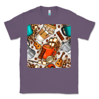 Lavender camping coffee cups marshmallow and moka pot with leopard seamless pat Classic Tee - BundleAndBundleShop