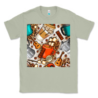 Matcha camping coffee cups marshmallow and moka pot with leopard seamless pat Classic Tee - BundleAndBundleShop