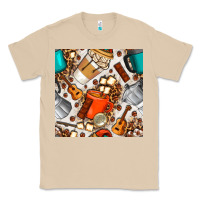 Mushroom camping coffee cups marshmallow and moka pot with leopard seamless pat Classic Tee - BundleAndBundleShop
