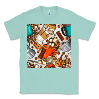 Camping Coffee Cups Marshmallow And Moka Pot With Leopard Seamless Pat Classic Tee | Teevron