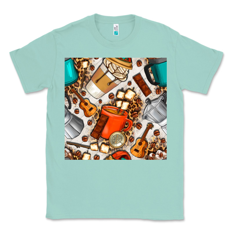 Camping Coffee Cups Marshmallow And Moka Pot With Leopard Seamless Pat Classic Tee by BundleAndBundleShop | Teevron