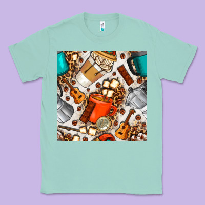 Camping Coffee Cups Marshmallow And Moka Pot With Leopard Seamless Pat Classic Tee Designed By Bundleandbundleshop