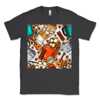 Smoke camping coffee cups marshmallow and moka pot with leopard seamless pat Classic Tee - BundleAndBundleShop