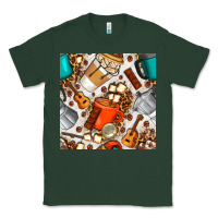Sports Green camping coffee cups marshmallow and moka pot with leopard seamless pat Classic Tee - BundleAndBundleShop