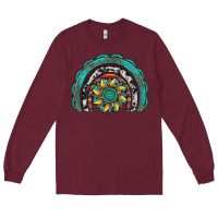 Burgundy gemstone sunflower  rainbow Long Sleeve Tee - Artiststas
