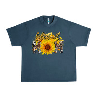 Midnight Navy blessed mom sunflower Urban Heavy Tee - RacoonDesign