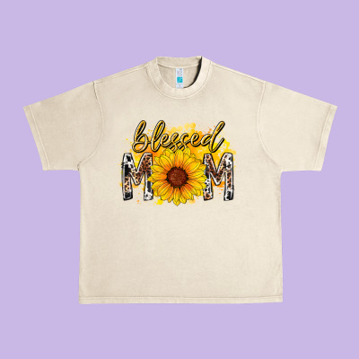 Blessed Mom Sunflower Urban Heavy Tee Designed By Racoondesign