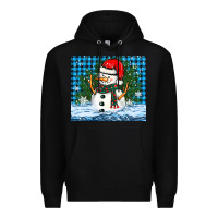 Black snowy christmas snowman Premium Hoodie - BarkalooDesign