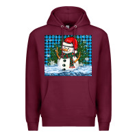 Burgundy snowy christmas snowman Premium Hoodie - BarkalooDesign