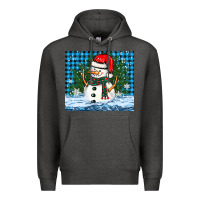 Charcoal Heather snowy christmas snowman Premium Hoodie - BarkalooDesign