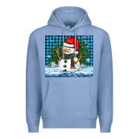 Colony Blue snowy christmas snowman Premium Hoodie - BarkalooDesign