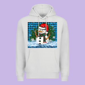 Snowy Christmas Snowman Premium Hoodie Designed By Barkaloodesign