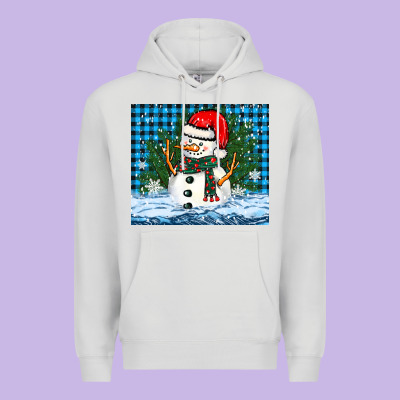 Snowy Christmas Snowman Premium Hoodie Designed By Barkaloodesign