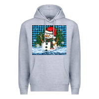 Heather Grey snowy christmas snowman Premium Hoodie - BarkalooDesign