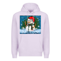Lilac snowy christmas snowman Premium Hoodie - BarkalooDesign