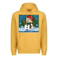 Mustard snowy christmas snowman Premium Hoodie - BarkalooDesign