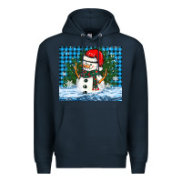 Navy snowy christmas snowman Premium Hoodie - BarkalooDesign