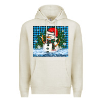 Oatmeal Heather snowy christmas snowman Premium Hoodie - BarkalooDesign