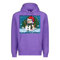 Purple snowy christmas snowman Premium Hoodie - BarkalooDesign
