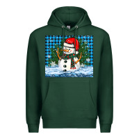 Sports Green snowy christmas snowman Premium Hoodie - BarkalooDesign