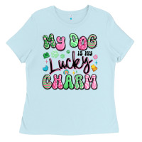Baby Blue my dog is my lucky charm Ladies Tee - Artiststas