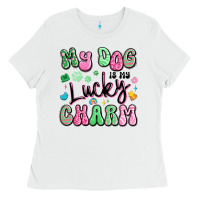 White my dog is my lucky charm Ladies Tee - Artiststas