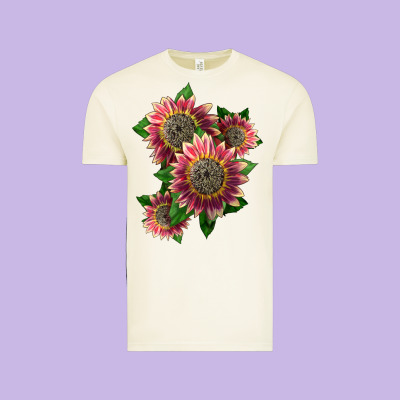 4 Crimson Blaze Sunflower Vintage Tee Designed By Lillyallendesigns