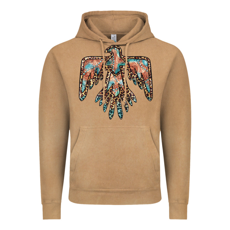 Thunderbird Leopard Leather Vintage Hoodie by BarkalooDesign | Teevron