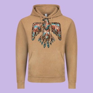 Thunderbird Leopard Leather Vintage Hoodie Designed By Barkaloodesign