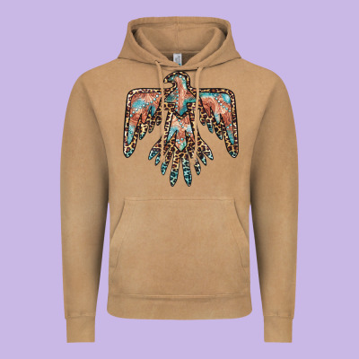 Thunderbird Leopard Leather Vintage Hoodie Designed By Barkaloodesign