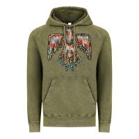 Vintage Olive thunderbird leopard leather Vintage Hoodie - BarkalooDesign