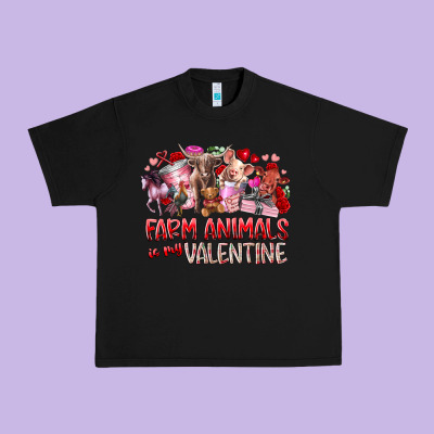 Farm Animals Is My Valentine Urban Heavy Tee Designed By Racoondesign