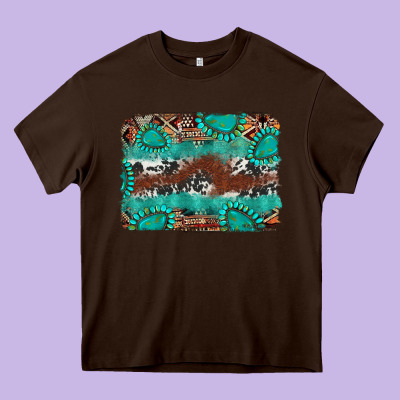 Cowhide Gemstone Leather Background Heavy Core Tee Designed By Fadigitalartstudio