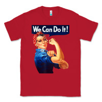 Red rosie the riveter poster we can do it feminist retro Classic Tee - linhVisuals