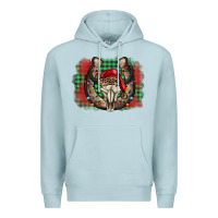 Blue Mist christmas horseshoe bull skull Premium Hoodie - BarkalooDesign