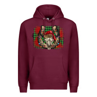 Burgundy christmas horseshoe bull skull Premium Hoodie - BarkalooDesign
