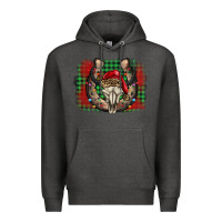 Charcoal Heather christmas horseshoe bull skull Premium Hoodie - BarkalooDesign