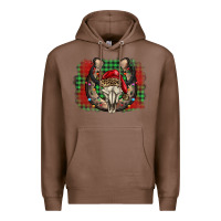 Chestnut christmas horseshoe bull skull Premium Hoodie - BarkalooDesign