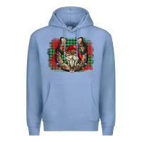 Colony Blue christmas horseshoe bull skull Premium Hoodie - BarkalooDesign